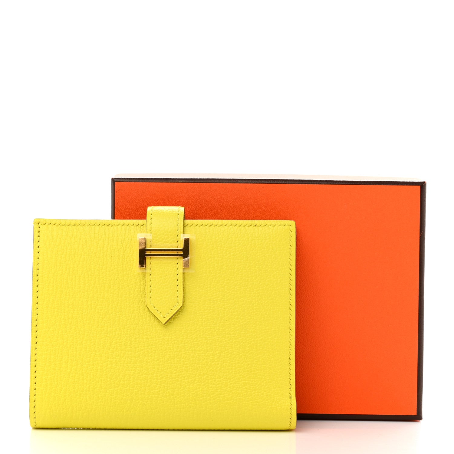 Hermes Chevre Mysore Bearn Compact Wallet Soufre 7 of 7