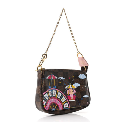 Louis Vuitton Damier Ebene 2020 Christmas Animation Big Wheel Mini Pochette Accessories Rose Ballerine 2 of 10
