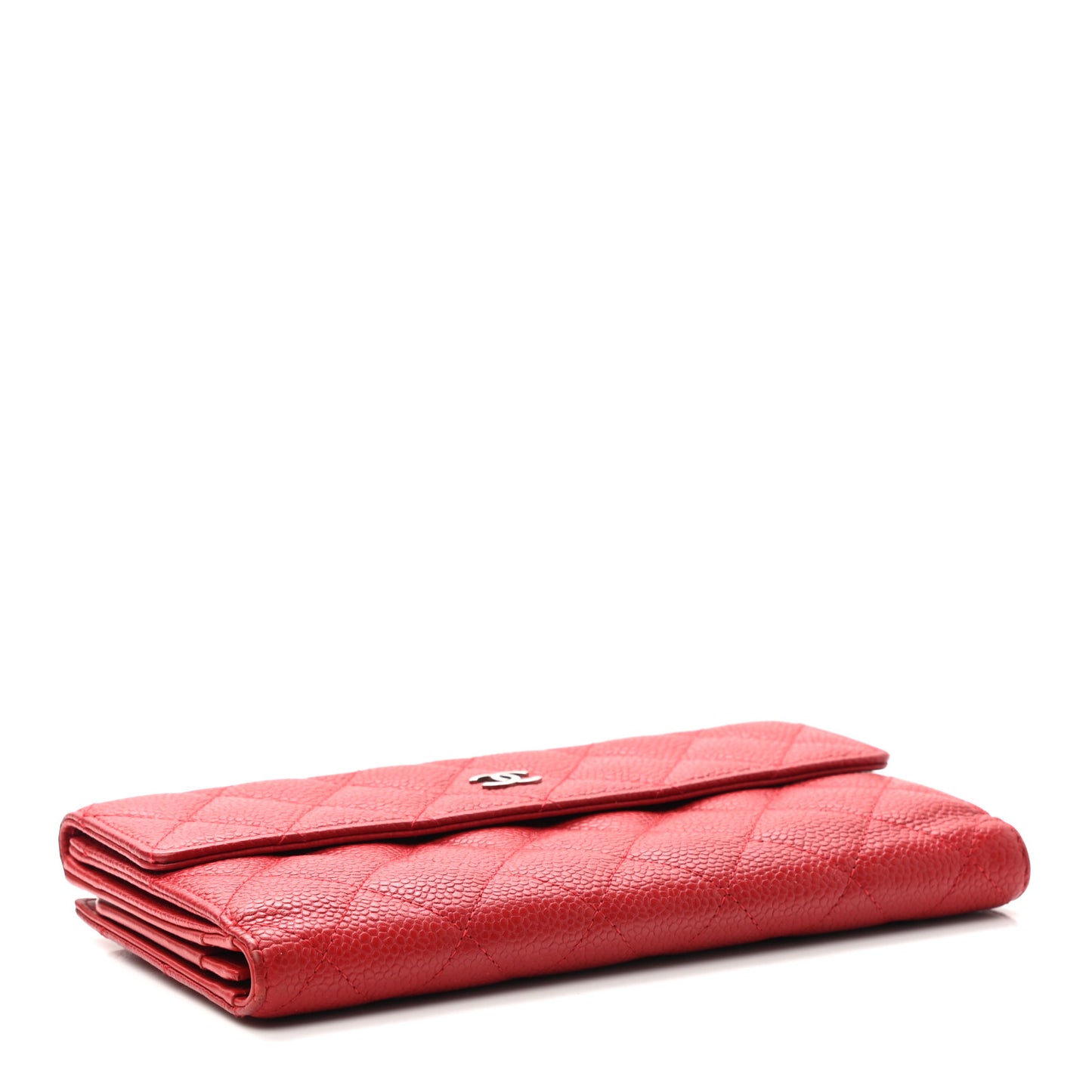 Caviar Quilted CC Long Double Wallet Red
