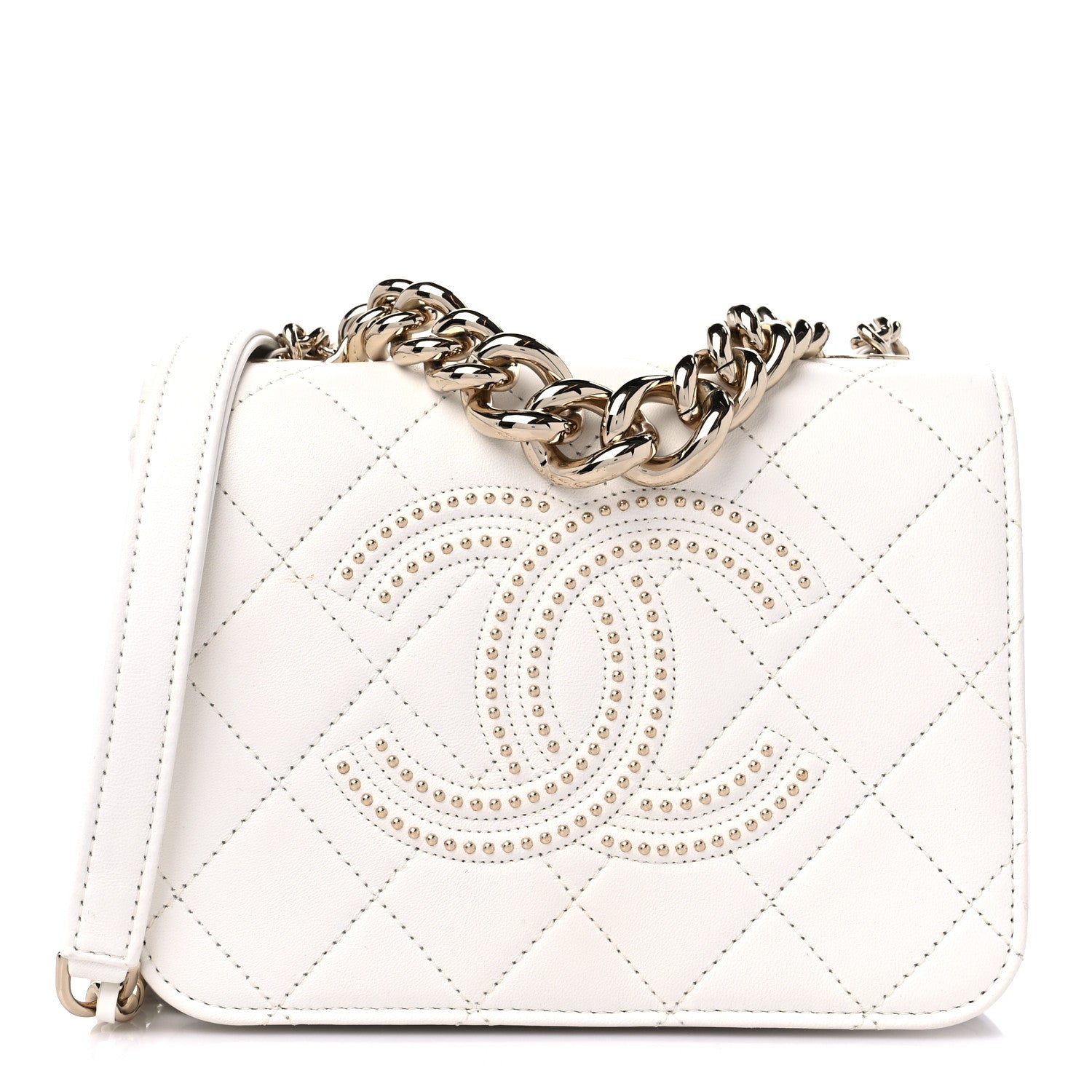Chanel Lambskin Quilted Studded Beauty Begins Flap White 1 of 10