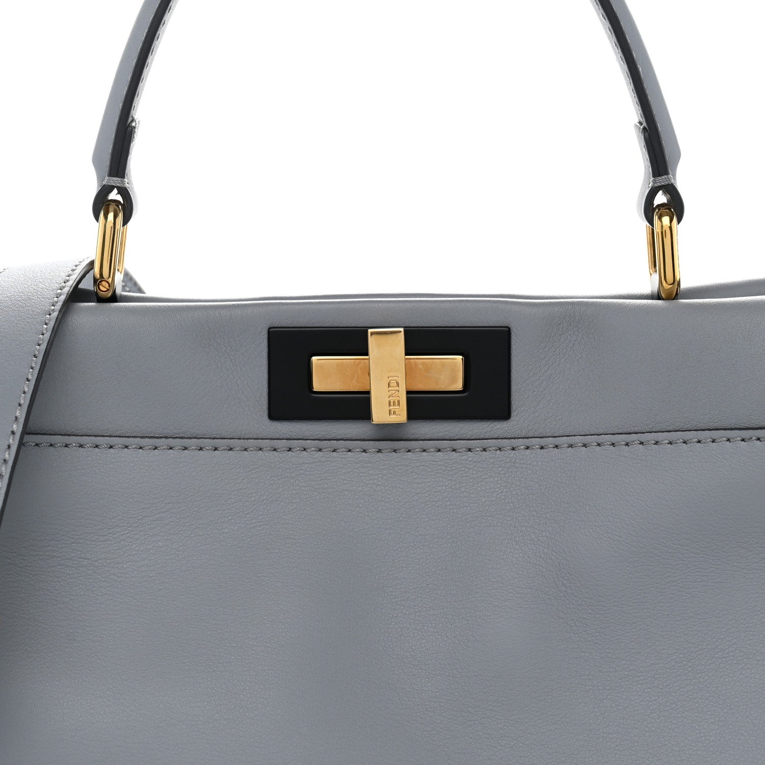 Fendi Vitello Seta Shiny Nappa Medium Peekaboo Iconic Satchel Ardesia Amido 8 of 10