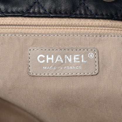 Chanel Goatskin Suede Calfskin Quilted Patchwork Drawstring Bag Blue 6 of 16