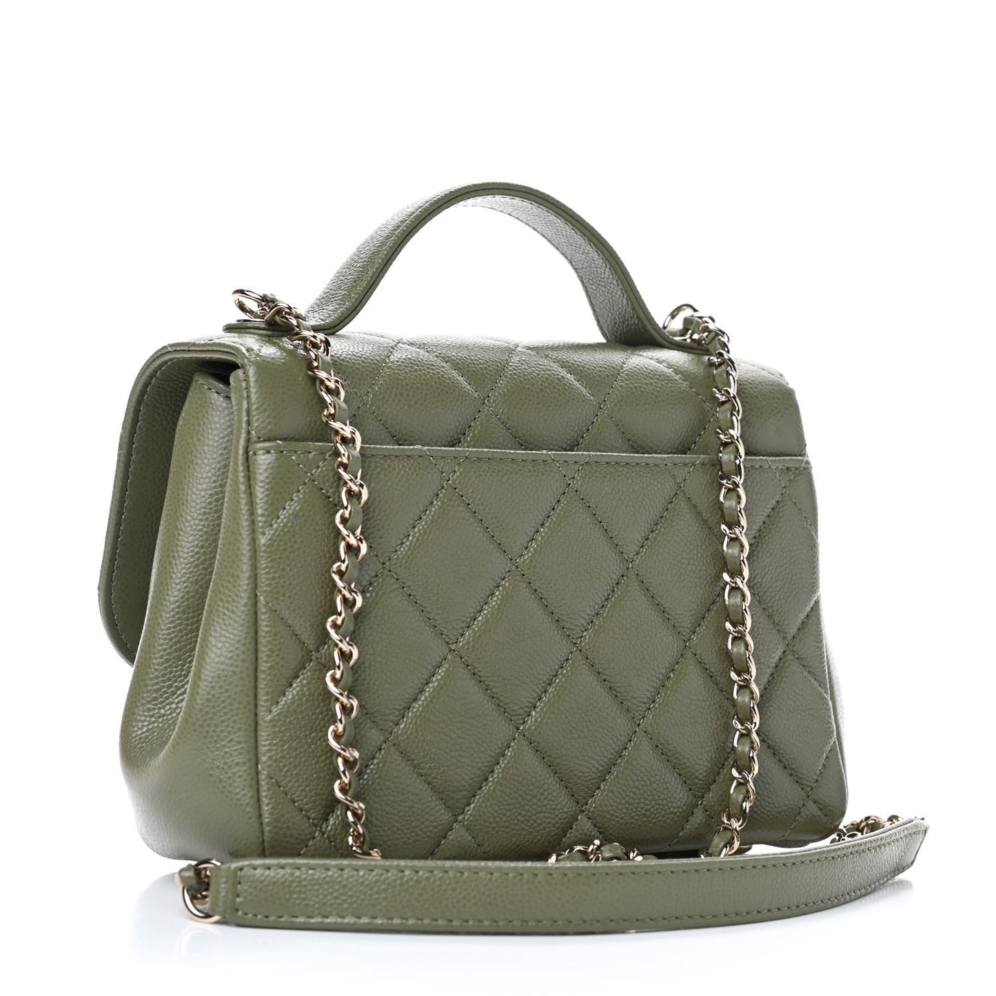 Caviar Quilted Small Business Affinity Flap Green