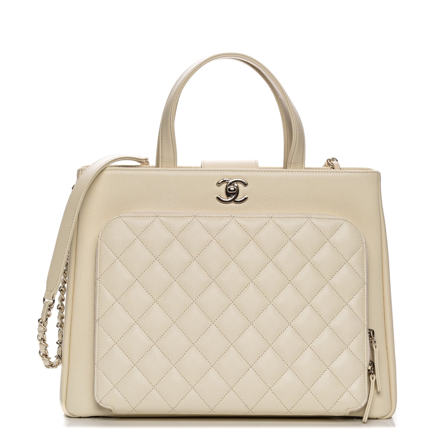 Caviar Quilted Large Business Affinity Shopping Bag White