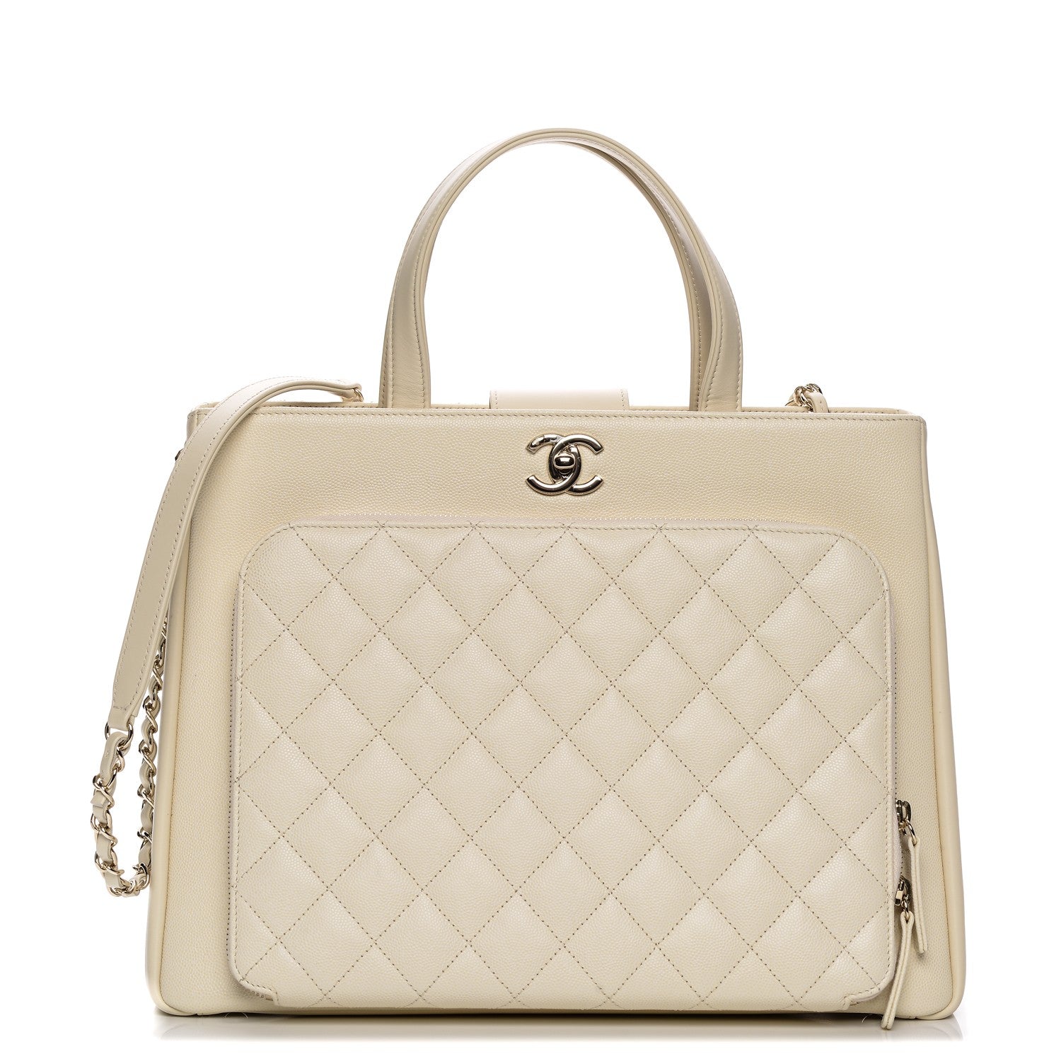 Chanel Caviar Quilted Large Business Affinity Shopping Bag White 1 of 10
