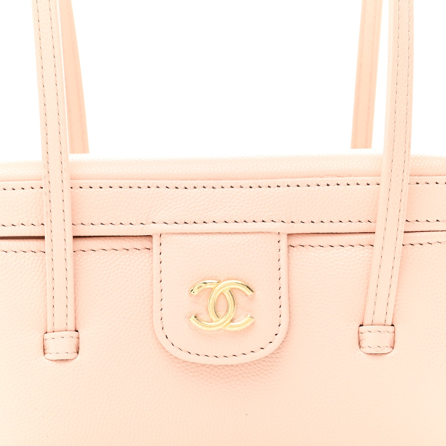 Shiny Caviar Preppy Coco Long Vanity With Strap  Light Pink
