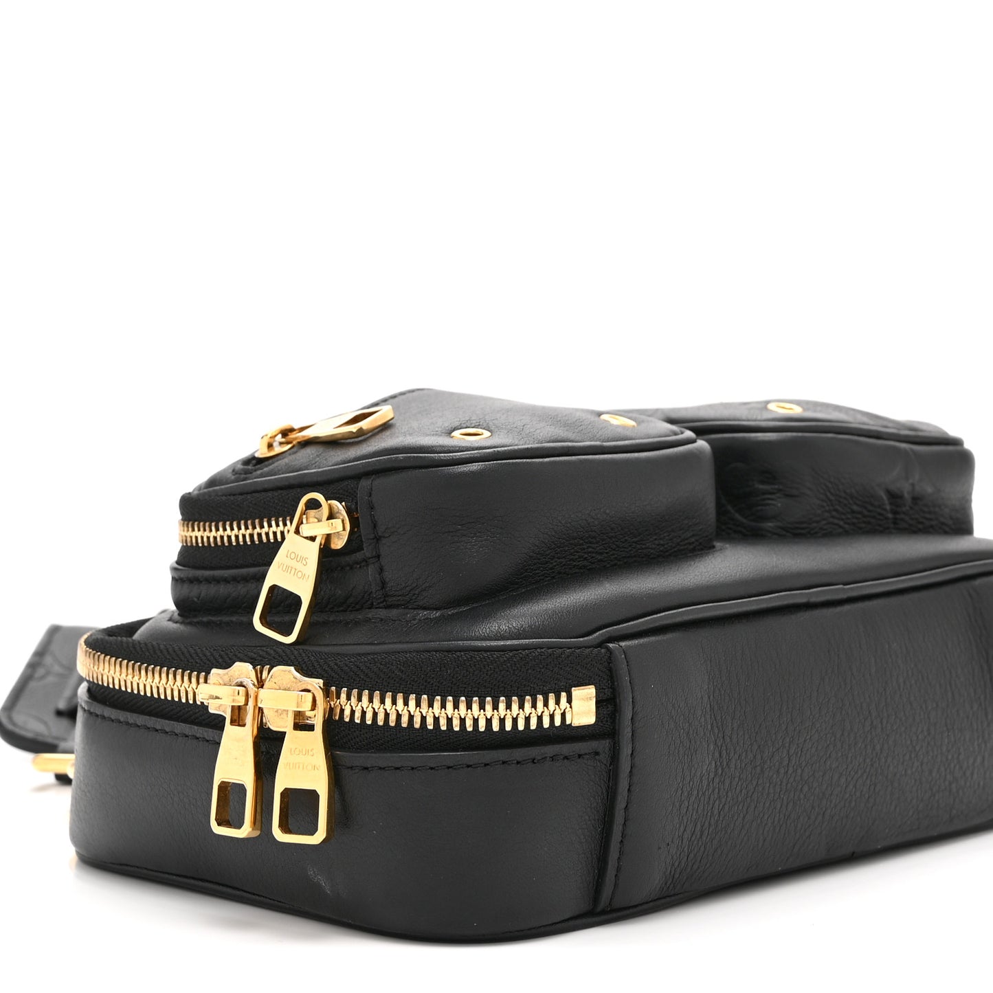 Calfskin Monogram Embossed Utility Crossbody Black