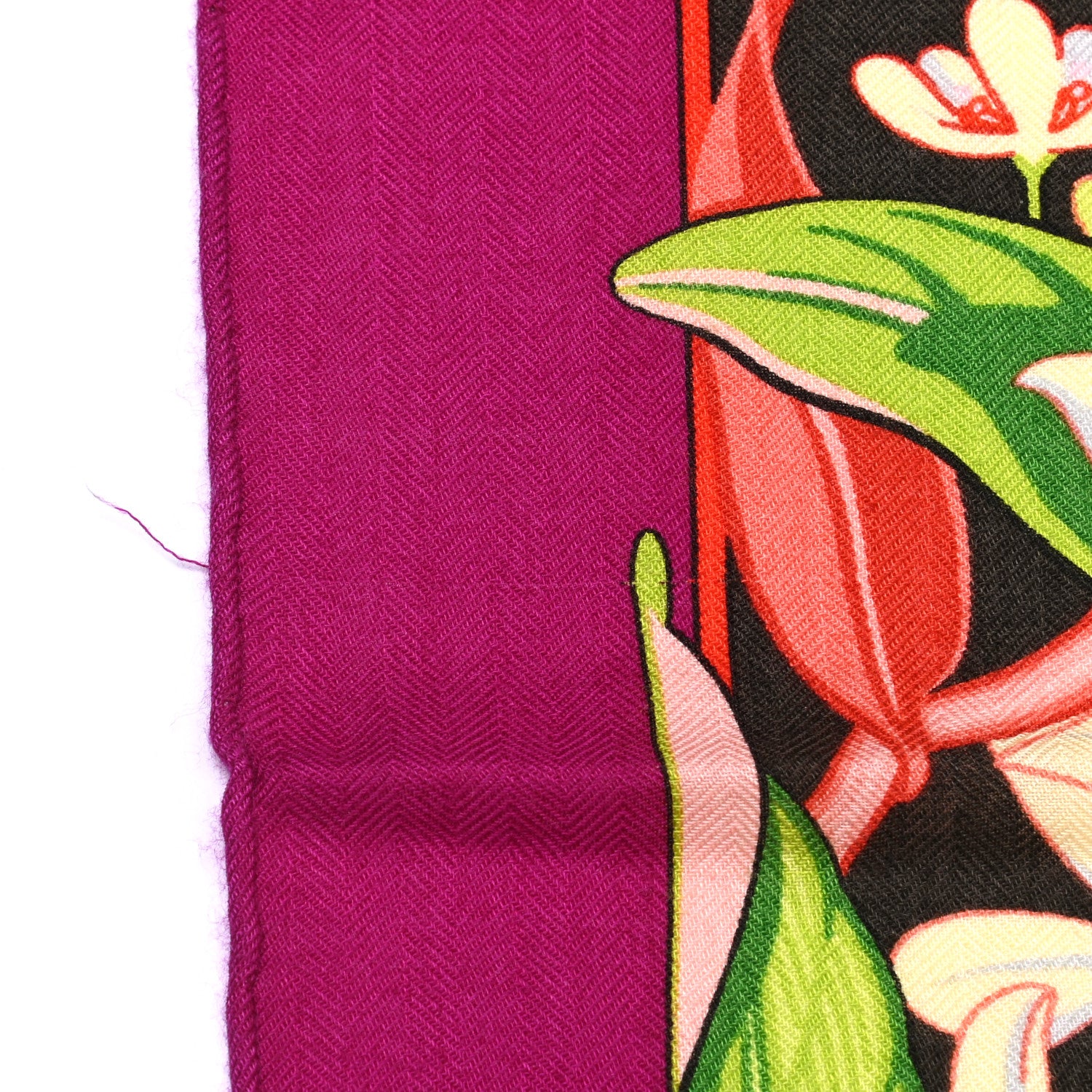 Hermes Cashmere Silk Flamingo Party Shawl 140 Bougainvillier Mauve Vert 7 of 7