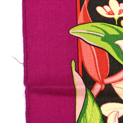 Hermes Cashmere Silk Flamingo Party Shawl 140 Bougainvillier Mauve Vert 7 of 7