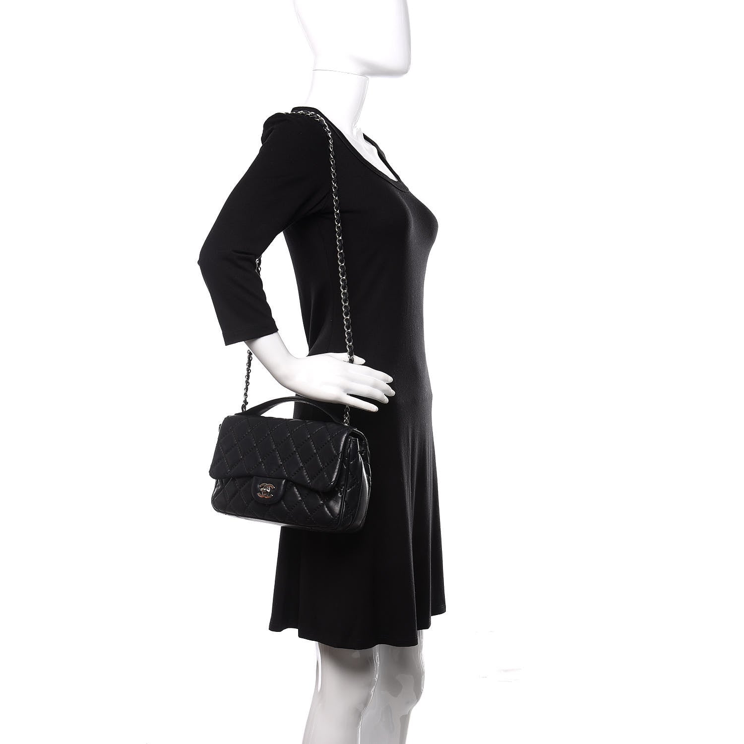 Chanel Lambskin Quilted Medium Easy Carry Flap Black 2 of 14