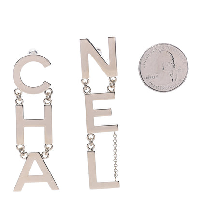 Chanel Metal Cha-Nel Logo Drop Earrings Gold 2 of 5