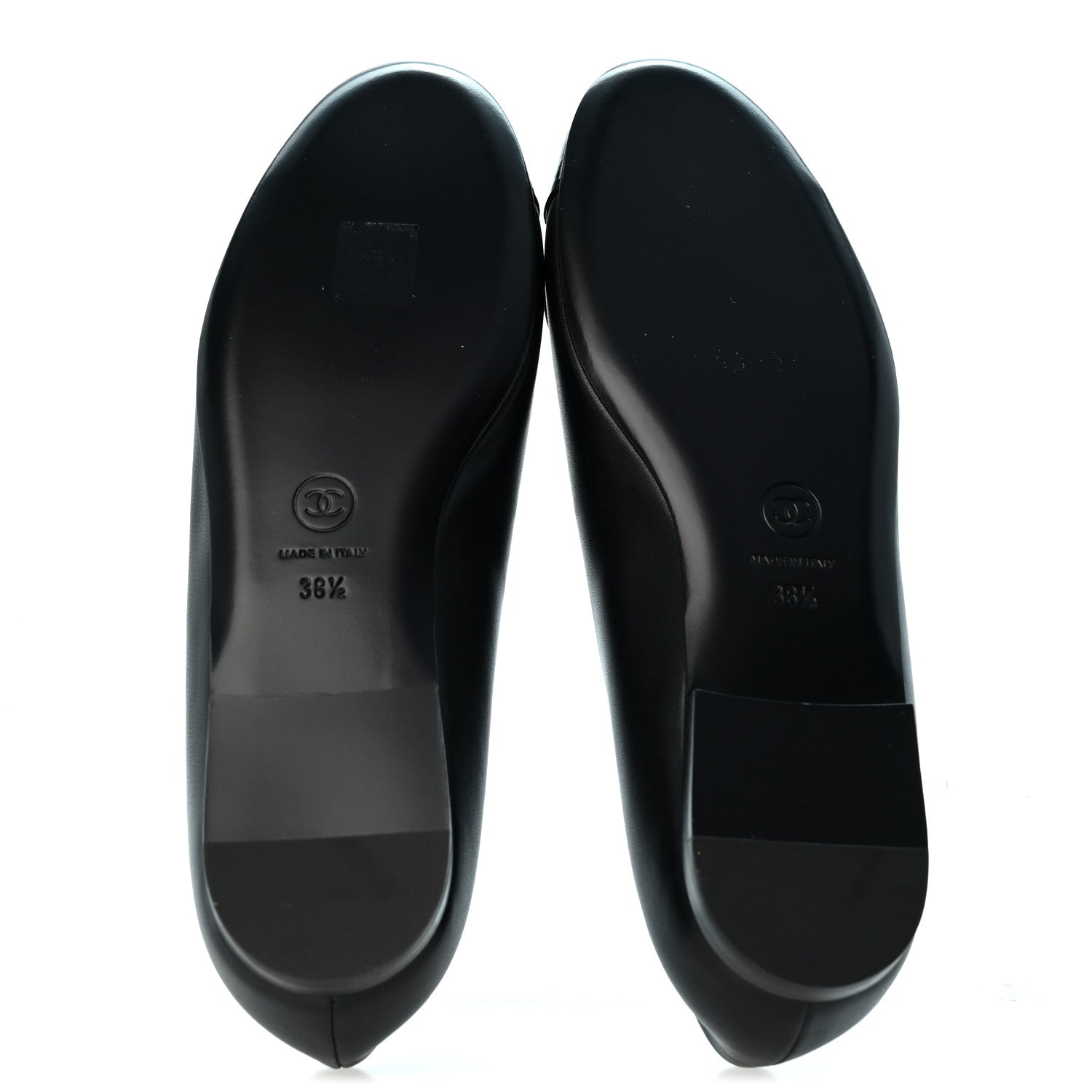 Chanel Lambskin Patent Cap Toe Camellia Ballerina Flats 38.5 Black 6 of 10