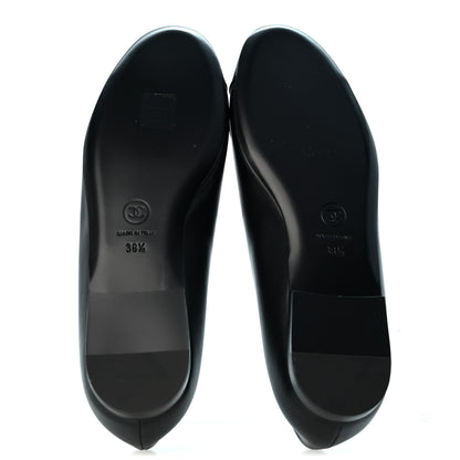 Chanel Lambskin Patent Cap Toe Camellia Ballerina Flats 38.5 Black 6 of 10