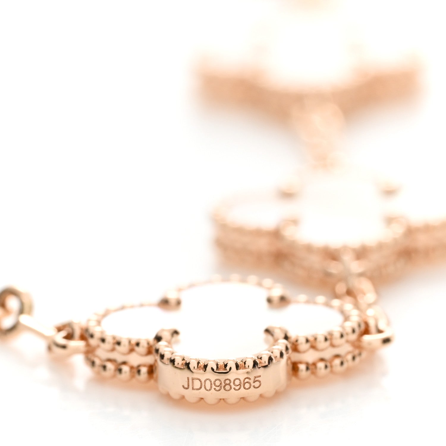 Van Cleef & Arpels 18K Rose Gold Mother of Pearl 5 Motifs Vintage Alhambra Bracelet 7 of 11