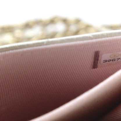 Chanel Iridescent Lambskin Quilted Flap Card Holder On Chain Ivory 8 of 10