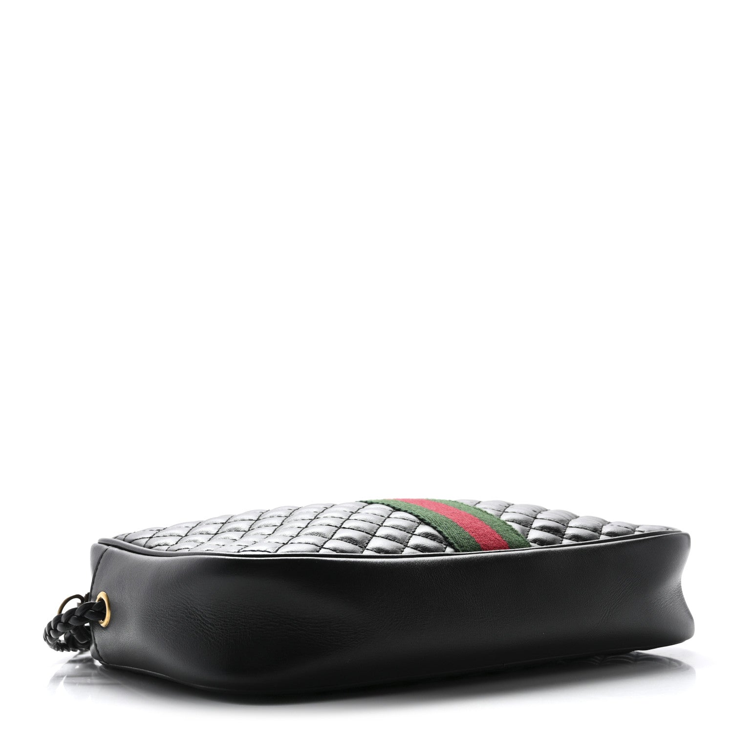 Gucci Calfskin Web Trapuntata Small GG Shoulder Bag Black 4 of 10