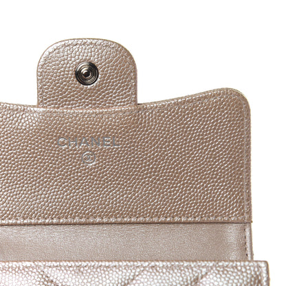 Chanel Metallic Caviar Chevron Quilted Compact Flap Wallet Light Gold 6 of 8