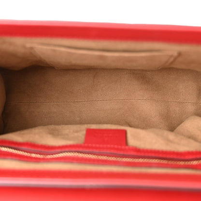 Gucci GG Supreme Monogram Calfskin Small Padlock Top Handle Bag Beige Hibiscus Red New Rosette 4 of 10