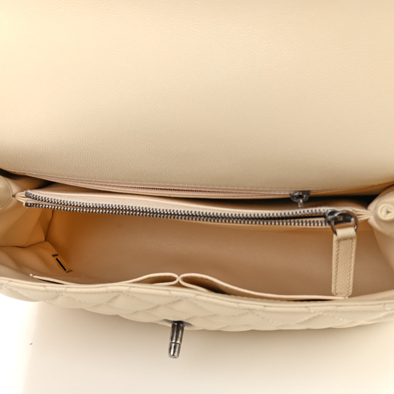 Chanel Caviar Lizard Quilted Medium Coco Handle Flap White 4 of 9