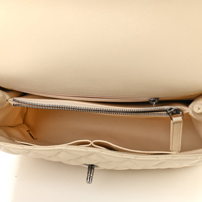 Chanel Caviar Lizard Quilted Medium Coco Handle Flap White 4 of 9