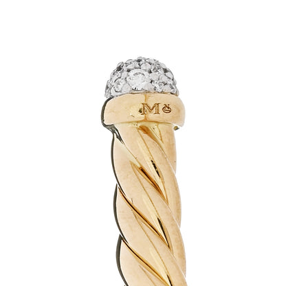 David Yurman 18K Yellow Gold Diamond 4mm Cable Flex Cuff Bracelet 3 of 4