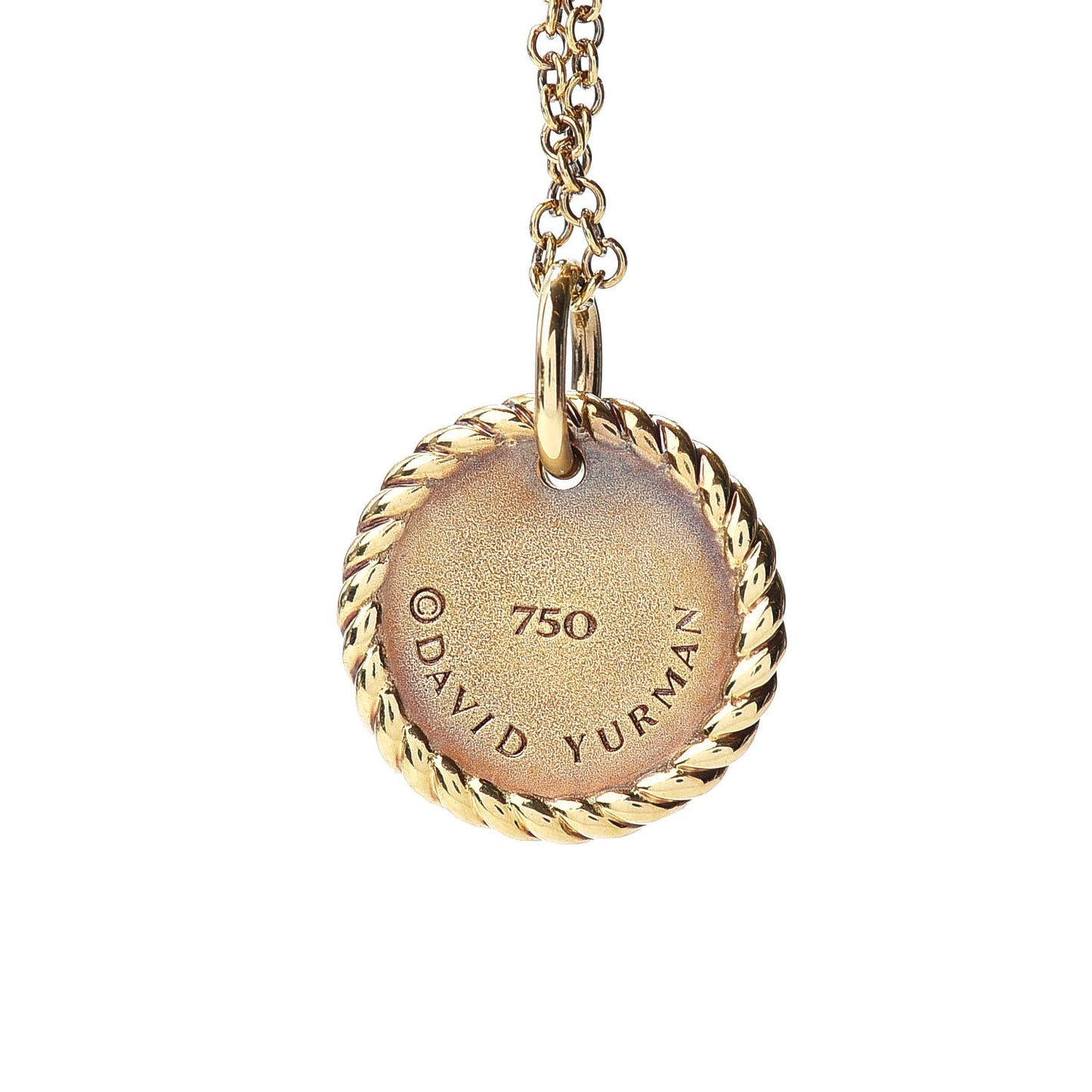 18K Yellow Gold Diamond Cable Collectibles Pave Charm Pendant Necklace