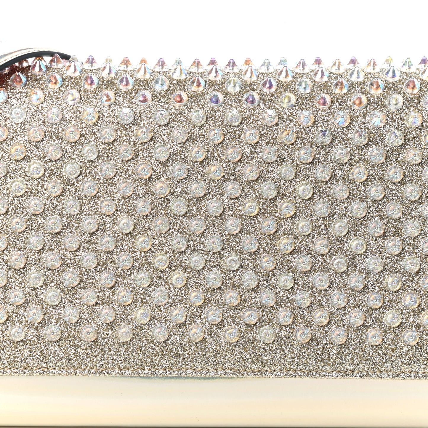 Glitter Metallic Patent Calfskin Psychic Spikes Paloma Clutch Gold