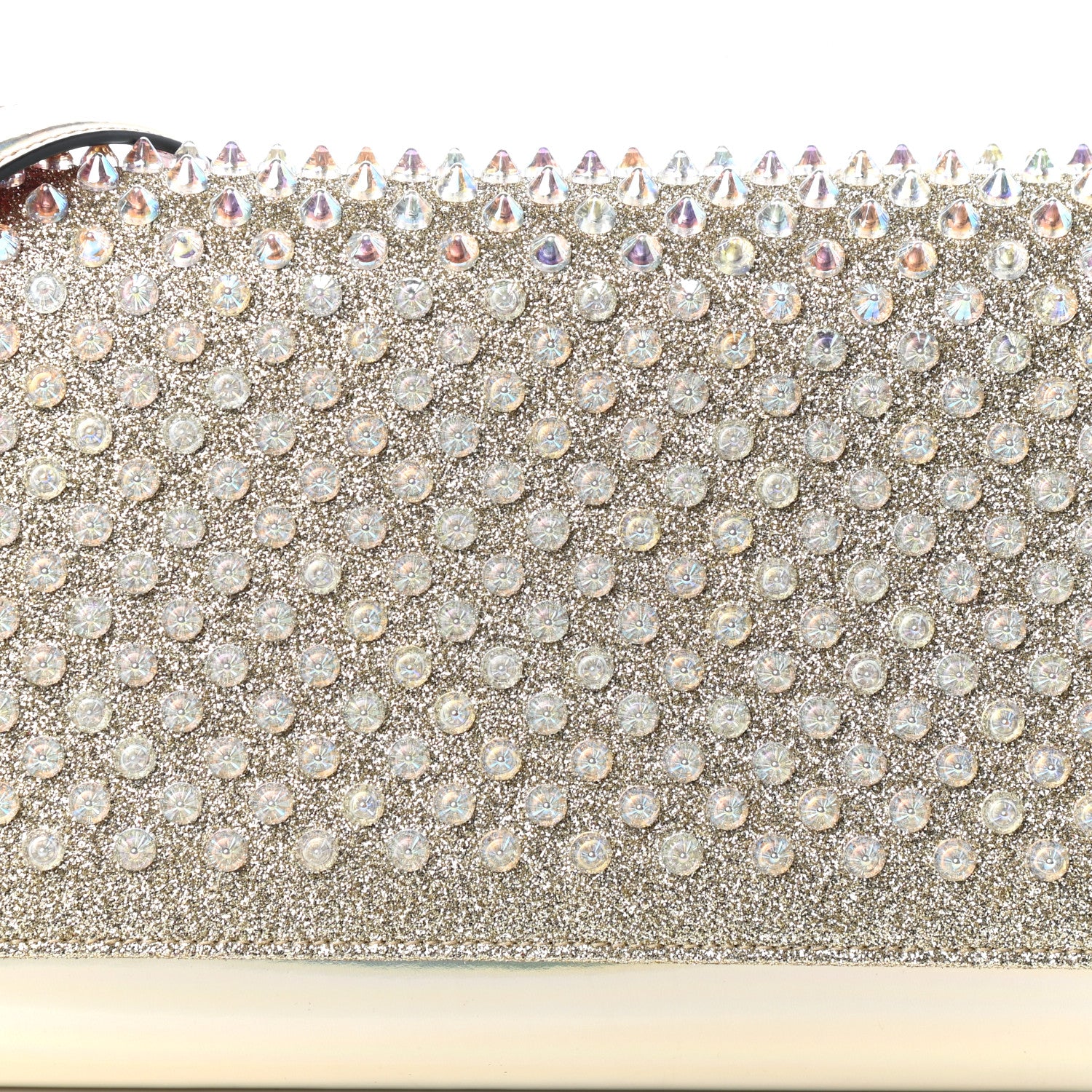 Christian Louboutin Glitter Metallic Patent Calfskin Psychic Spikes Paloma Clutch Gold 8 of 10