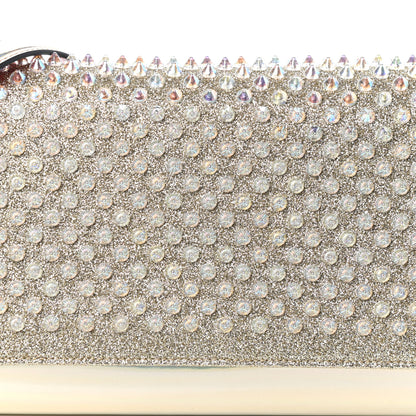 Christian Louboutin Glitter Metallic Patent Calfskin Psychic Spikes Paloma Clutch Gold 8 of 10
