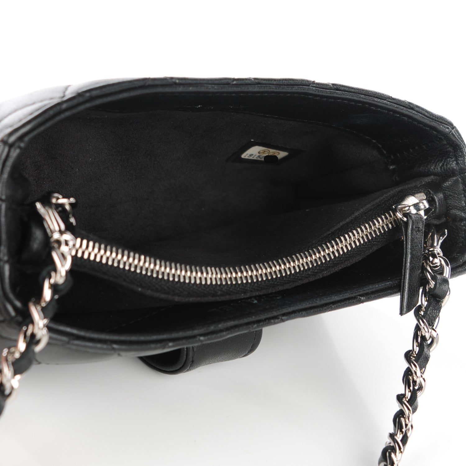 Chanel Lambskin Quilted Crystal Valentine Charms Mini Phone Holder Crossbody Bag Black 5 of 13
