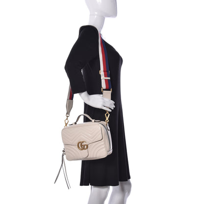 Gucci Calfskin Matelasse Sylvie Web Small GG Marmont Top Handle Shoulder Bag White 2 of 10