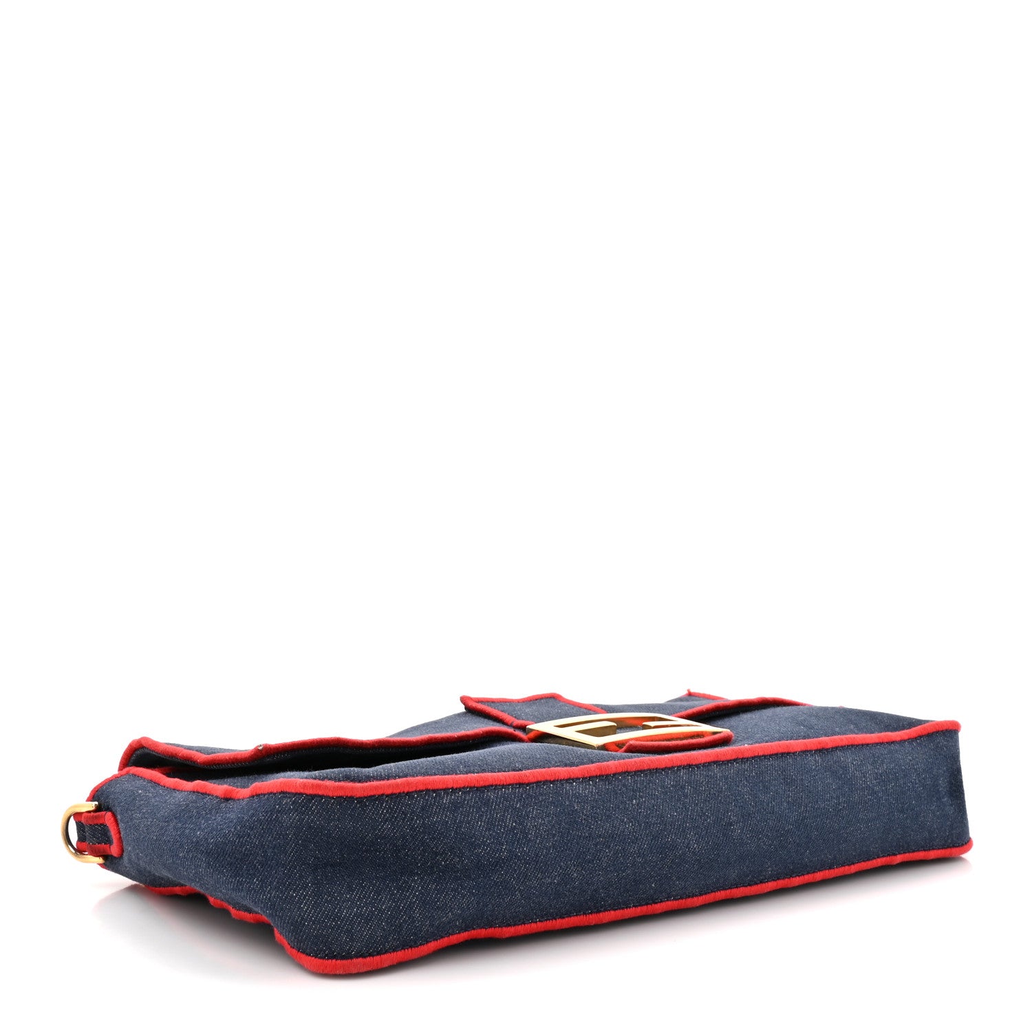 Fendi Denim Large Baguette Blue Rosso 4 of 16