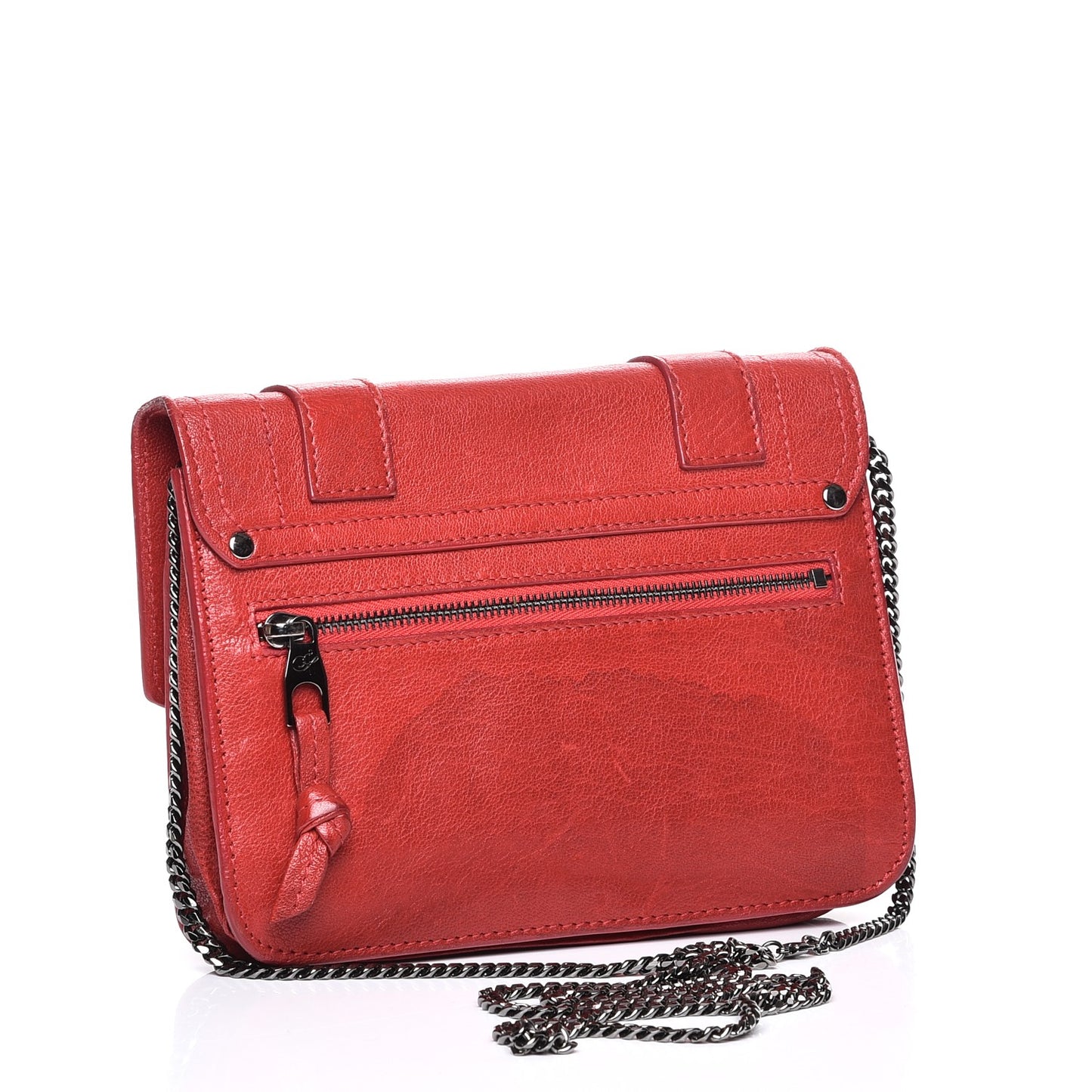 Lambskin PS1 Large Chain Wallet Red