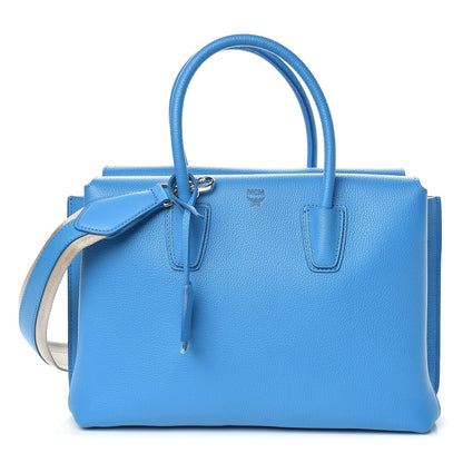 MCM Grained Calfskin Medium Milla Tote Tile Blue 1 of 10
