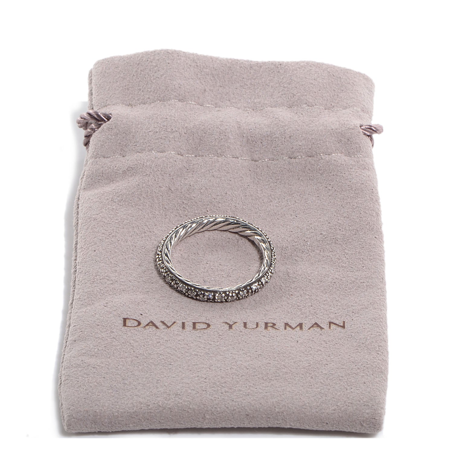 David Yurman Sterling Silver Pave Diamond Midnight Melange 3mm Band Ring 6 5 of 6