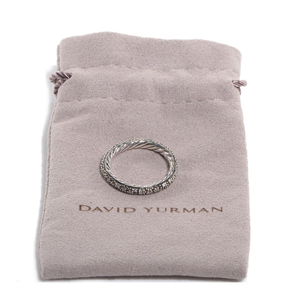 David Yurman Sterling Silver Pave Diamond Midnight Melange 3mm Band Ring 6 5 of 6