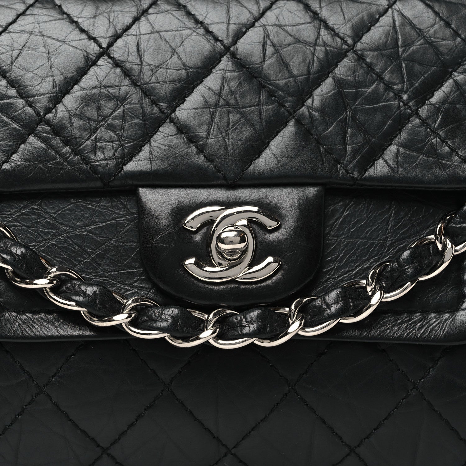 Chanel Aged Calfskin Quilted Accordion Double Flap Black 8 of 13