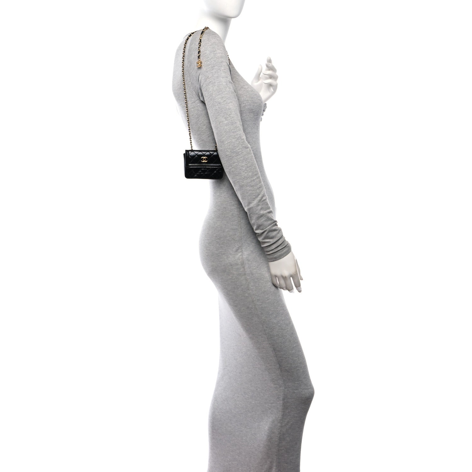 Chanel Shiny Aged Calfskin Quilted Waist Belt Bag Black 2 of 10