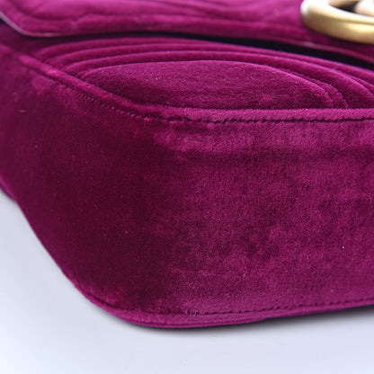 Gucci Velvet Matelasse Medium GG Marmont Shoulder Bag Fuchsia Violet Cyclamen 8 of 9