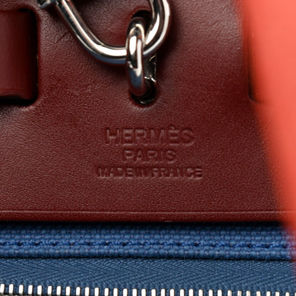 Hermes Vache Hunter Toile Militaire Herbag Zip 31 PM Bleu Agate Rouge H 6 of 12
