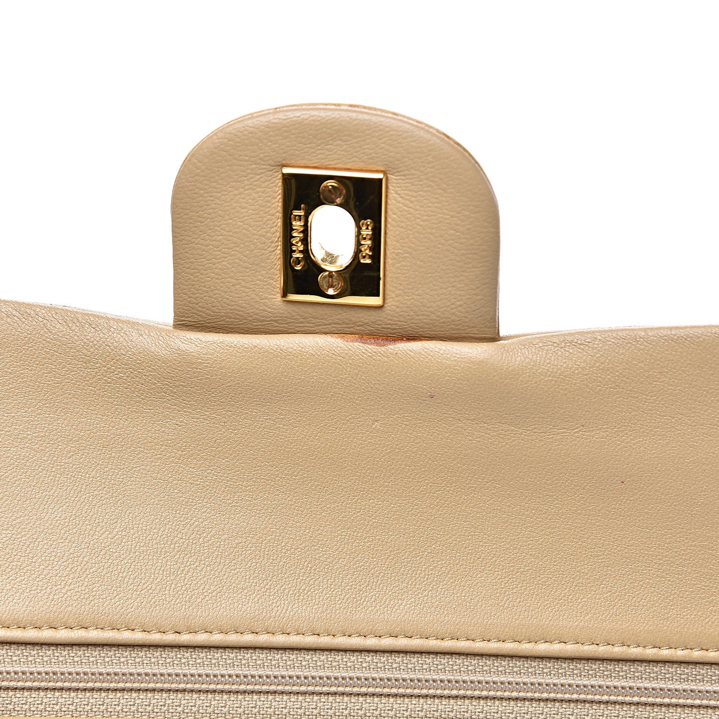 Lambskin Quilted Small Double Flap Beige