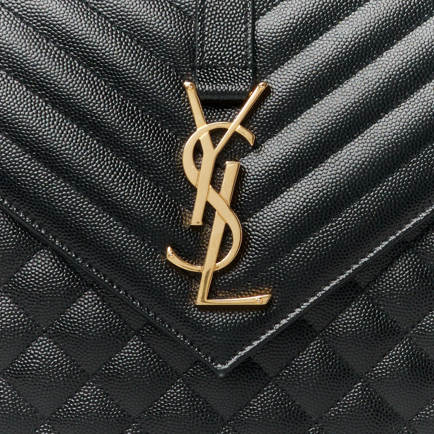 Grain De Poudre Textured Mixed Matelasse Large Triquilt Monogram Satchel Black