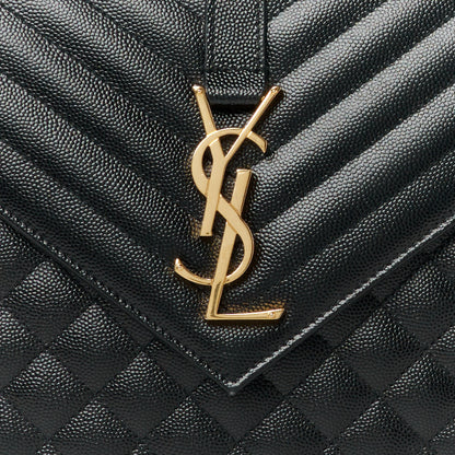 Saint Laurent Grain De Poudre Textured Mixed Matelasse Large Triquilt Monogram Satchel Black 9 of 11