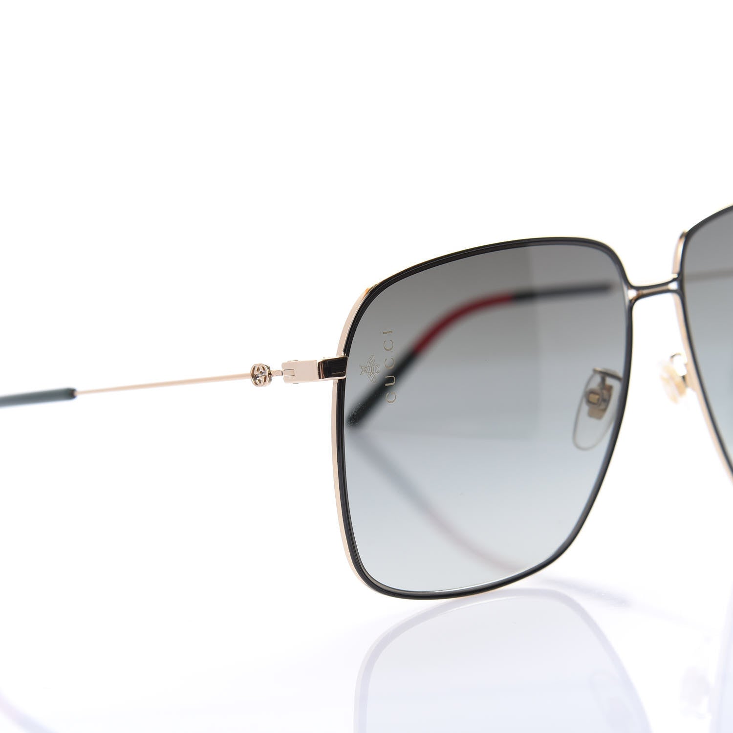 Gucci Rectangular Frame Interlocking G Sunglasses GG0394S Green Red 7 of 8