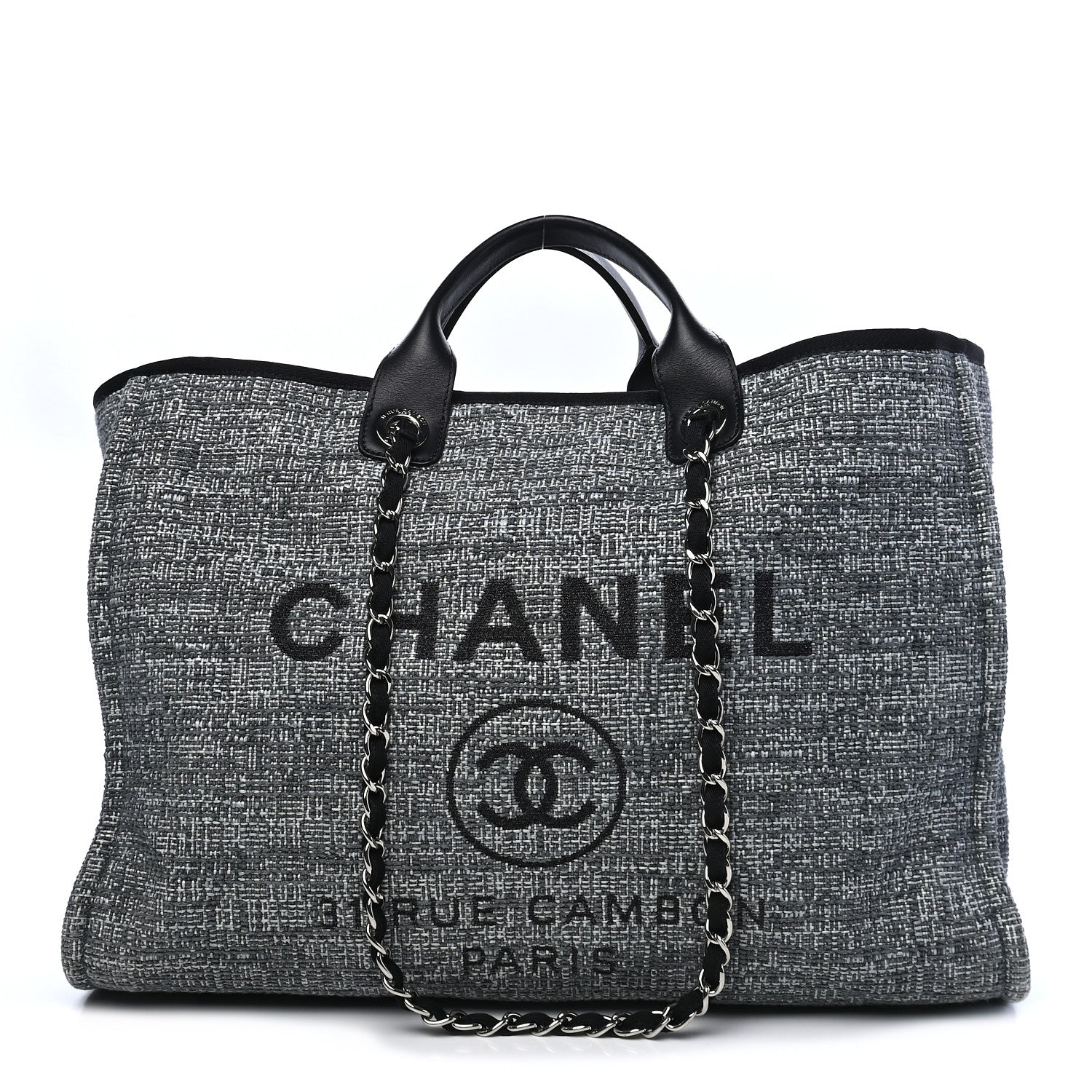 Chanel Canvas Large Deauville Tote Charcoal 1 of 9