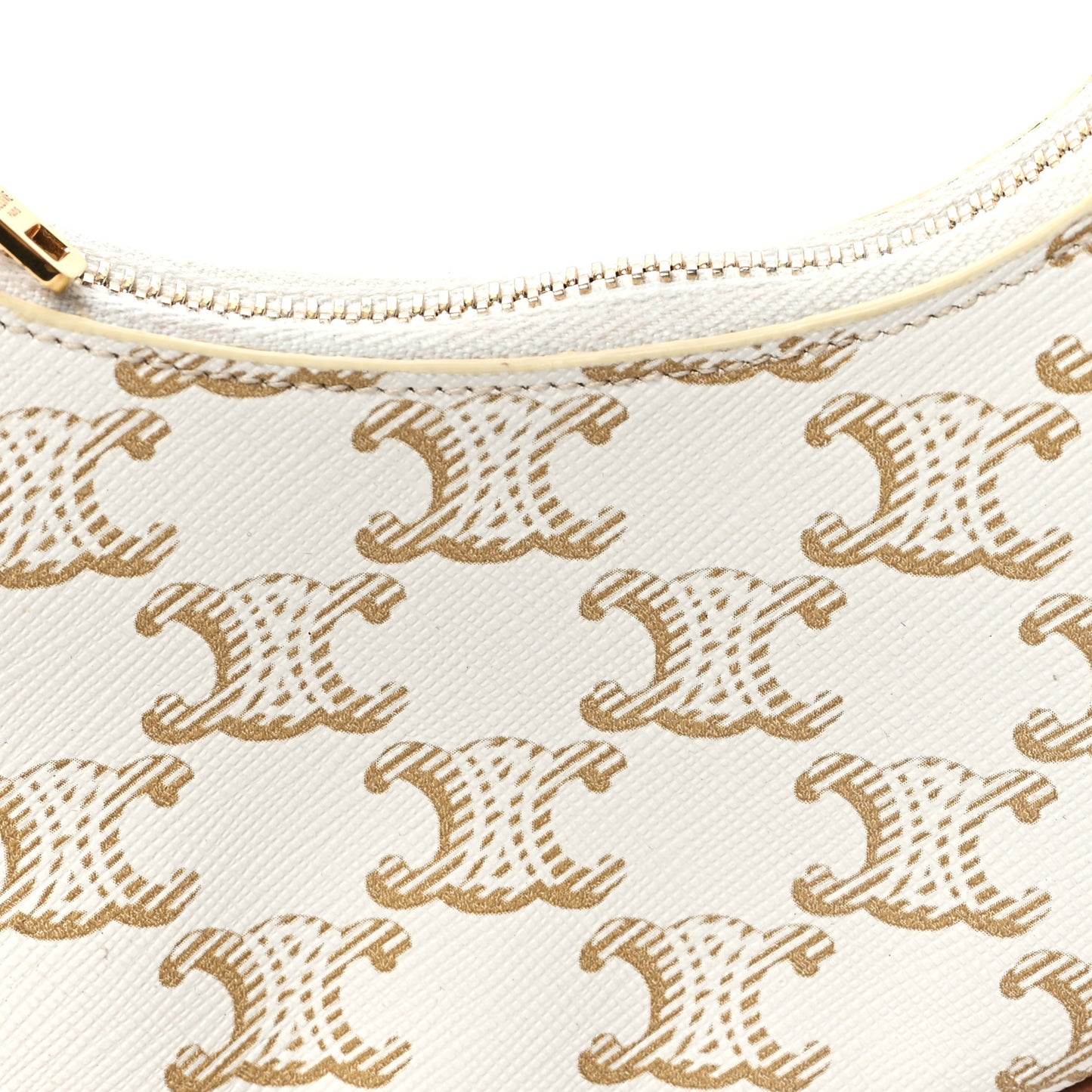 Canvas Calfskin Mini Ava Triomphe Shoulder Bag White
