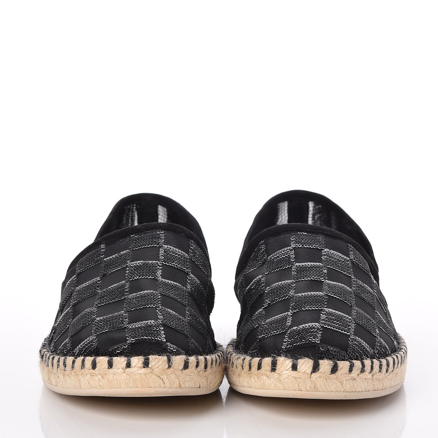 Mesh Sequin Sea Breeze Espadrille Flats 37.5 Black