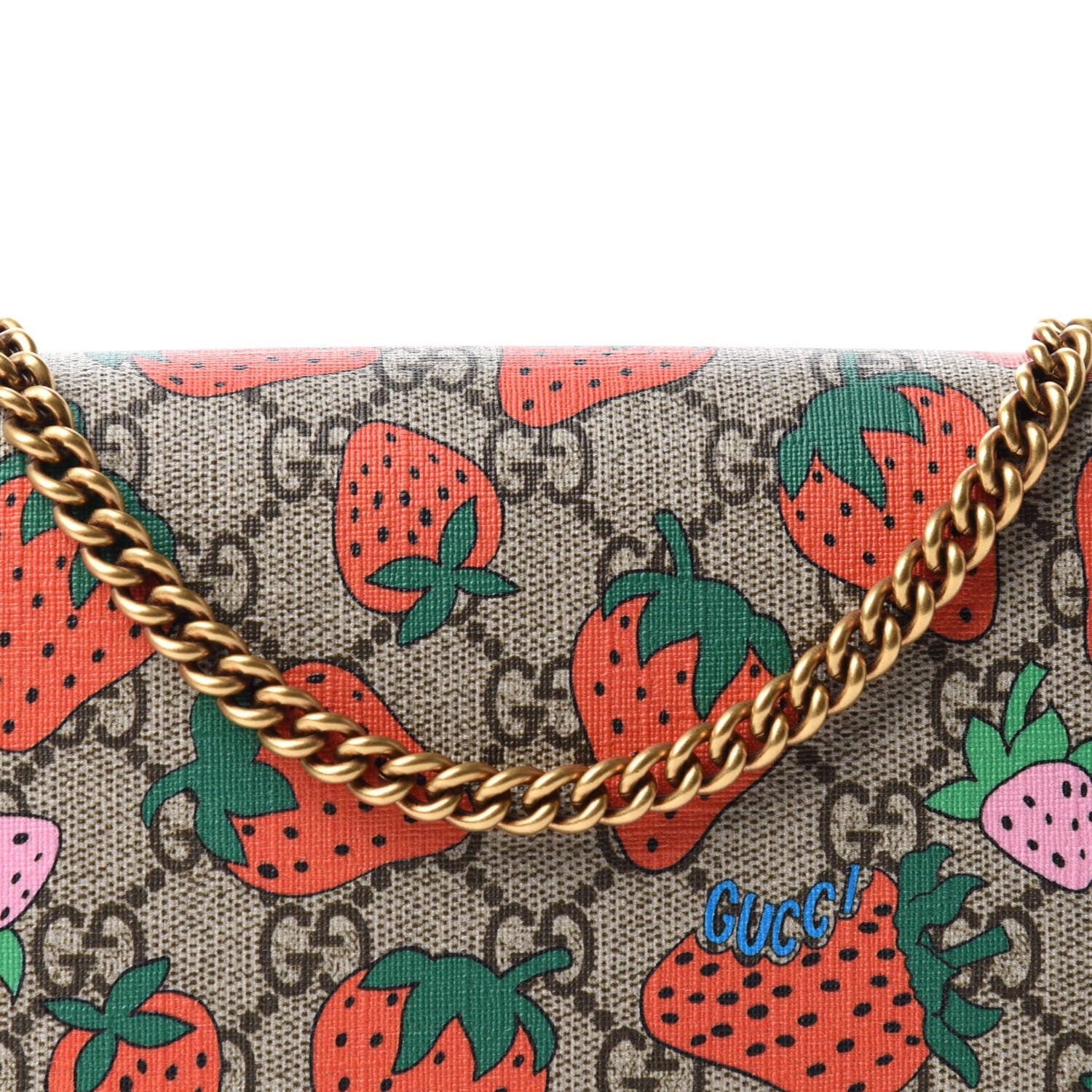 Gucci GG Supreme Monogram Strawberry Chain Wallet 9 of 9
