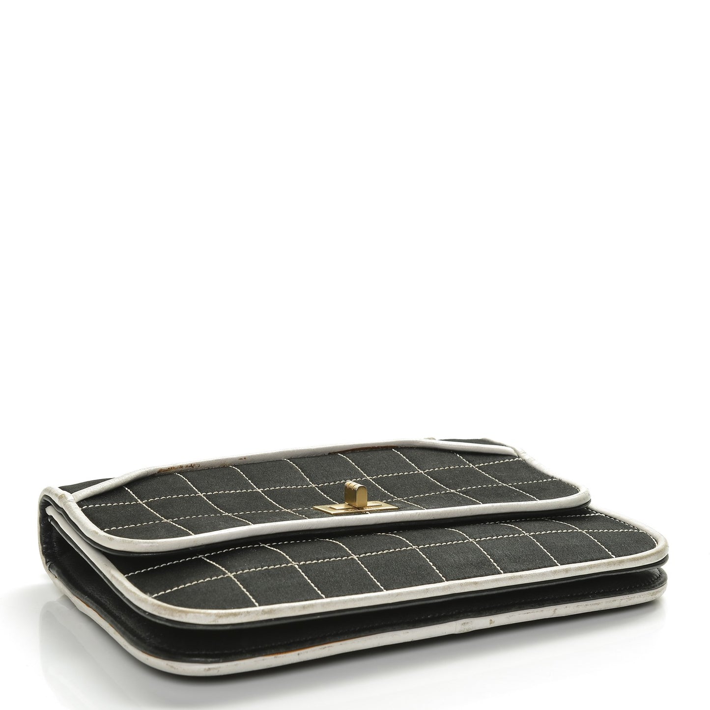 Satin Quilted Chocolate Bar Flap Black