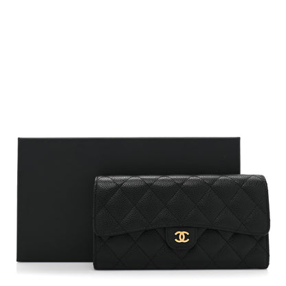 Chanel Caviar Quilted Large Gusset Flap Wallet Black 14 of 14